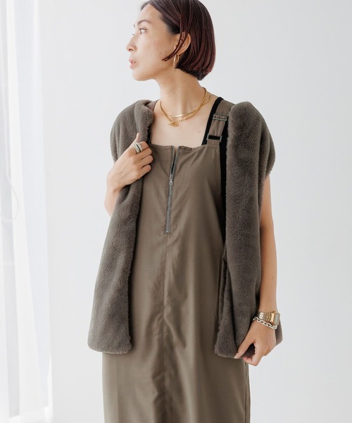 Elura（エルーラ）の「＜ELSTAFF企画＞フロントジップジャンスカ/149161（ジャンパースカート・レディース・ブラウン/ブラック・FREE/FREE(S)）」の7枚目の写真