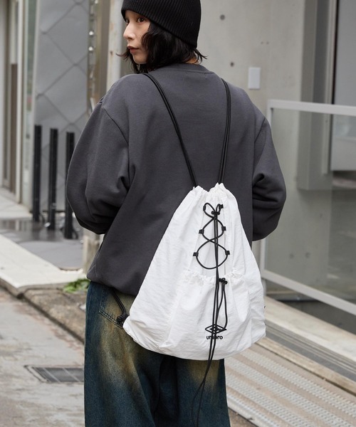 UMBRO/アンブロ 別注 ロゴ刺繍 ナイロン ドローコード ナップサック