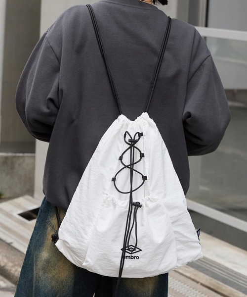 UMBRO/アンブロ 別注 ロゴ刺繍 ナイロン ドローコード ナップサック