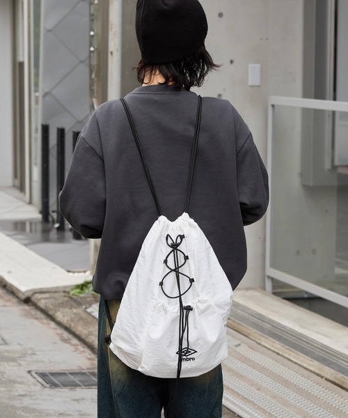 UMBRO/アンブロ 別注 ロゴ刺繍 ナイロン ドローコード ナップサック