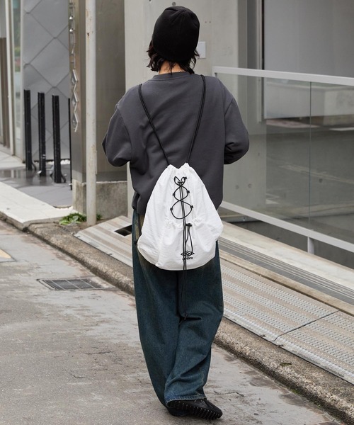 UMBRO/アンブロ 別注 ロゴ刺繍 ナイロン ドローコード ナップサック