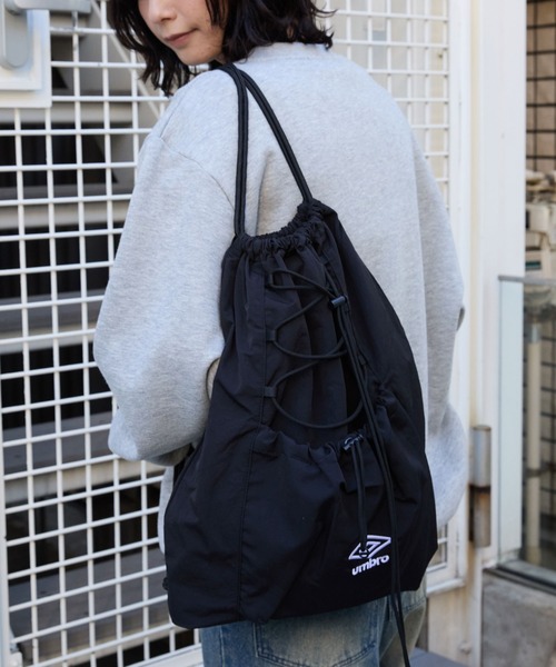 UMBRO/アンブロ 別注 ロゴ刺繍 ナイロン ドローコード ナップサック