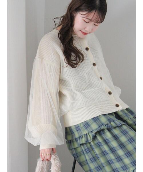 ehka sopo（エヘカソポ）の「チュールドッキングカーディガン（カーディガン/ボレロ・レディース・グレー/ブルー/キナリ/ピンク・F）」の2枚目の写真