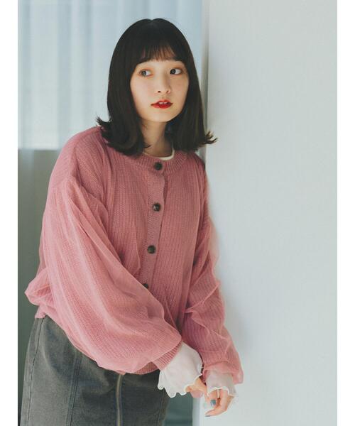 ehka sopo（エヘカソポ）の「チュールドッキングカーディガン（カーディガン/ボレロ・レディース・グレー/ブルー/キナリ/ピンク・F）」の5枚目の写真