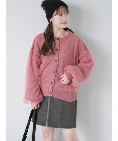 ehka sopo（エヘカソポ）の「チュールドッキングカーディガン（カーディガン/ボレロ・レディース・グレー/ブルー/キナリ/ピンク・F）」の9枚目の写真