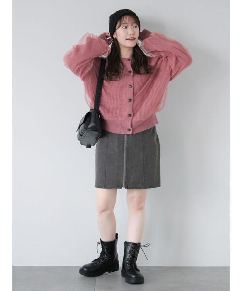 ehka sopo（エヘカソポ）の「チュールドッキングカーディガン（カーディガン/ボレロ・レディース・グレー/ブルー/キナリ/ピンク・F）」の12枚目の写真