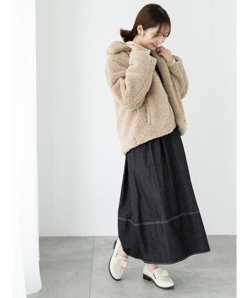 Te chichi TERRASSE（テチチテラス）の「ボリュームボアブルゾン（ブルゾン・レディース・モカ/オフホワイト/チャコールグレー・F）」の9枚目の写真