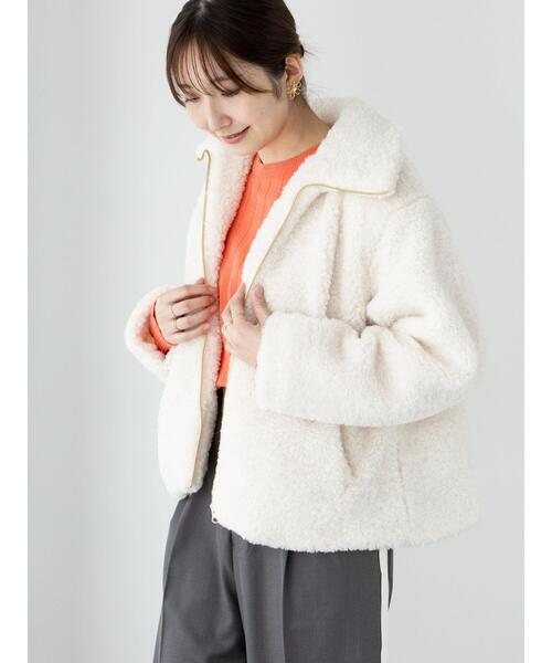 Te chichi TERRASSE（テチチテラス）の「ボリュームボアブルゾン（ブルゾン・レディース・モカ/オフホワイト/チャコールグレー・F）」の13枚目の写真