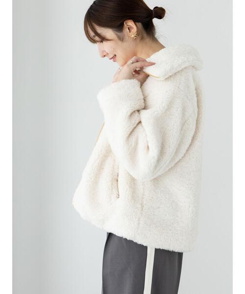 Te chichi TERRASSE（テチチテラス）の「ボリュームボアブルゾン（ブルゾン・レディース・モカ/オフホワイト/チャコールグレー・F）」の14枚目の写真