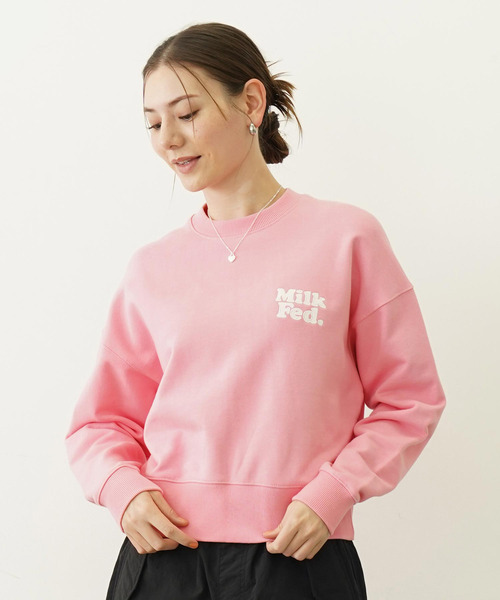 MILKFED.（ミルクフェド）の「GINGHAM LOGO SHORT SWEAT TOP（スウェット・レディース・オフホワイト/ブラック/ライトピンク・S/M）」の20枚目の写真