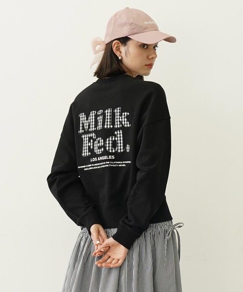 MILKFED.（ミルクフェド）の「GINGHAM LOGO SHORT SWEAT TOP（スウェット・レディース・オフホワイト/ブラック/ライトピンク・S/M）」の21枚目の写真