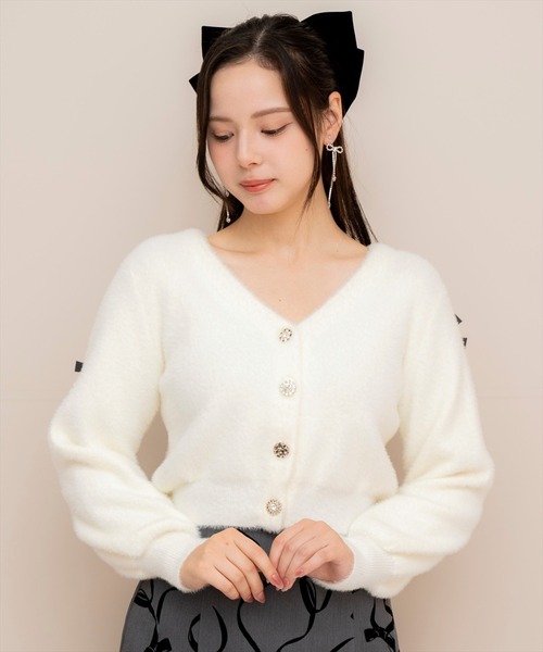 WILLSELECTION（ウィルセレクション）の「ラメシャギーVネックカーディガン（カーディガン/ボレロ・レディース・ベージュ/オフホワイト/サックスブルー/ラベンダー・FREE）」の5枚目の写真