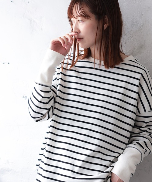 soulberry(ソウルベリー)の「メリハリボーダーカットソー(Tシャツ/カットソー・レディース・ホワイト系その他・M/L/LL/3L/4L/5L)」の18枚目の写真