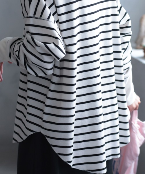 soulberry(ソウルベリー)の「メリハリボーダーカットソー(Tシャツ/カットソー・レディース・ホワイト系その他・M/L/LL/3L/4L/5L)」の6枚目の写真