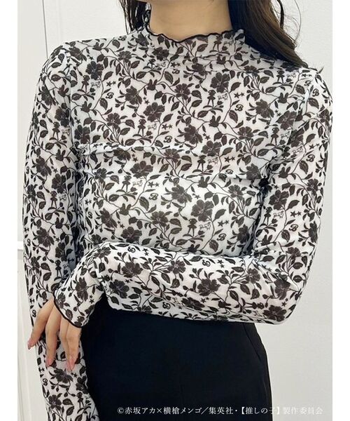 MERCURYDUO(マーキュリーデュオ)の「TVアニメ【推しの子】プリントチュールメロートップス(Tシャツ/カットソー・レディース・ピンク/ブラック・FREE)」の3枚目の写真