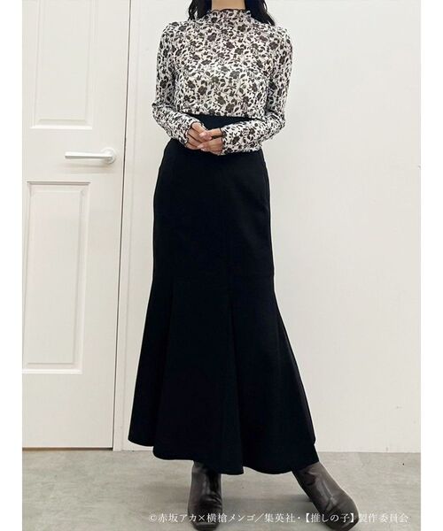 MERCURYDUO(マーキュリーデュオ)の「TVアニメ【推しの子】プリントチュールメロートップス(Tシャツ/カットソー・レディース・ピンク/ブラック・FREE)」の4枚目の写真