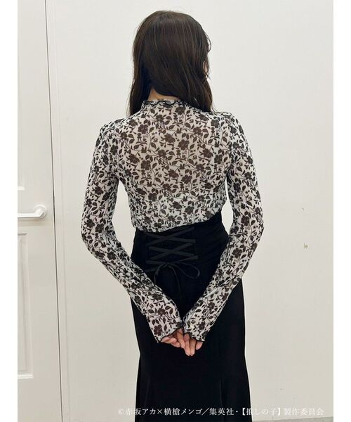 MERCURYDUO(マーキュリーデュオ)の「TVアニメ【推しの子】プリントチュールメロートップス(Tシャツ/カットソー・レディース・ピンク/ブラック・FREE)」の8枚目の写真