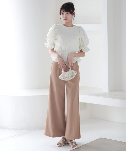 MERAKI(メラキ)の「セミワイドタックパンツ(その他パンツ・レディース・ベージュ/ブラック/ライトグレー/アイボリー・S/M)」の6枚目の写真