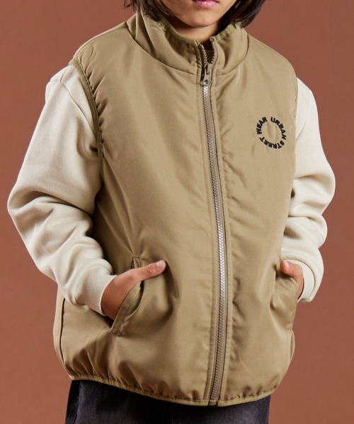 PAIRMANON STREET（ペアマノンストリート）の「【PAIRMANON STREET】モチーフ 胸刺繍 中綿 パディング シームレス ベスト（ベスト・キッズ・ベージュ/ブラック/オフホワイト・120/90/140/160/130/150/110/100）」の14枚目の写真