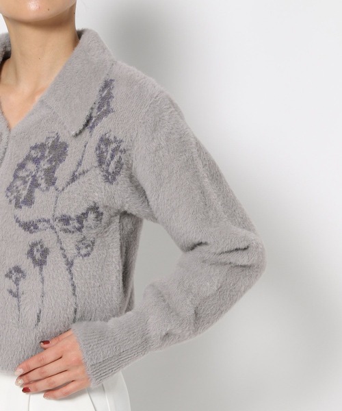 HARE（ハレ）の「フラワータイトニットシャツカーディガン(HARE)（カーディガン/ボレロ・レディース・ブラック/グレー・FREE）」の5枚目の写真