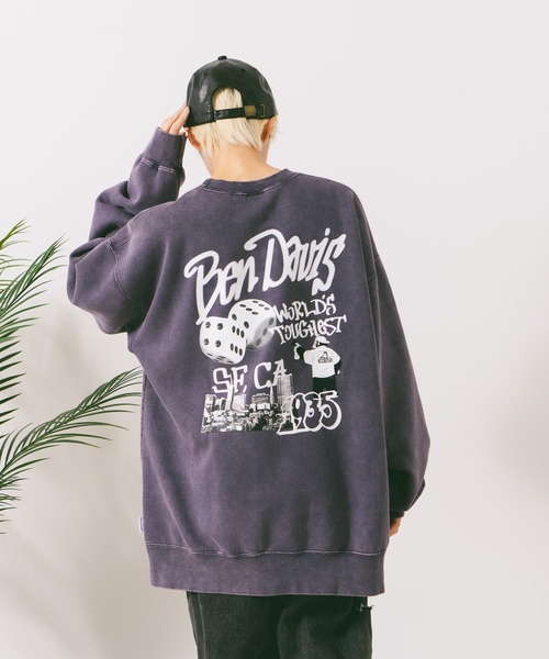 BEN DAVIS(ベンデイビス)の「【BEN DAVIS/ベンデイビス】TAGGING FADED CREW/オーバーサイズ 裏起毛 ストリート バックプリント ロゴ ワンポイント スウェット トレーナー/レディース メンズ(スウェット・メンズ・ブラック/パープル・LARGE/MEDIUM/X-LARGE)」の2枚目の写真