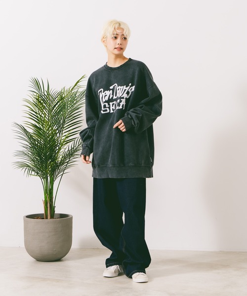 BEN DAVIS(ベンデイビス)の「【BEN DAVIS/ベンデイビス】TAGGING FADED CREW/オーバーサイズ 裏起毛 ストリート バックプリント ロゴ ワンポイント スウェット トレーナー/レディース メンズ(スウェット・メンズ・ブラック/パープル・LARGE/MEDIUM/X-LARGE)」の5枚目の写真