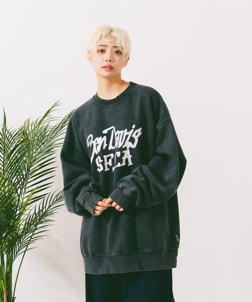 BEN DAVIS(ベンデイビス)の「【BEN DAVIS/ベンデイビス】TAGGING FADED CREW/オーバーサイズ 裏起毛 ストリート バックプリント ロゴ ワンポイント スウェット トレーナー/レディース メンズ(スウェット・メンズ・ブラック/パープル・LARGE/MEDIUM/X-LARGE)」の6枚目の写真