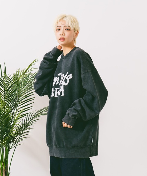 BEN DAVIS(ベンデイビス)の「【BEN DAVIS/ベンデイビス】TAGGING FADED CREW/オーバーサイズ 裏起毛 ストリート バックプリント ロゴ ワンポイント スウェット トレーナー/レディース メンズ(スウェット・メンズ・ブラック/パープル・LARGE/MEDIUM/X-LARGE)」の7枚目の写真