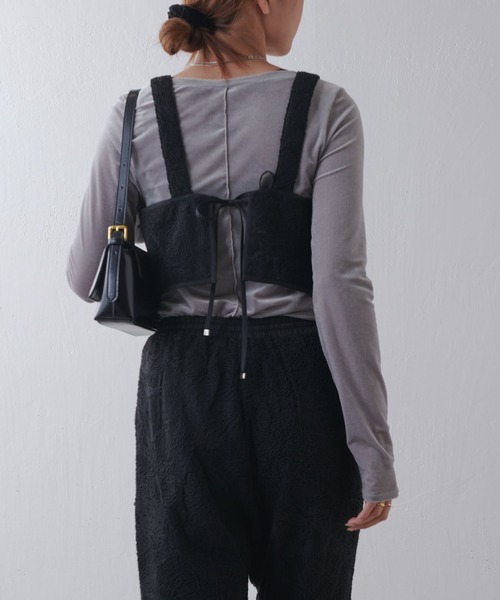 Lui's(ルイス)の「刺繍レースキャミビスチェ(Tシャツ/カットソー・レディース・アイボリー/ブラック・FREE)」の3枚目の写真