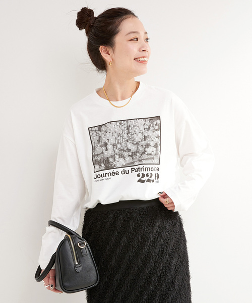 B.C STOCK（ベーセーストック）の「MCL/エムシーエル 別注 フォトプリントロンT（Tシャツ/カットソー・レディース・ホワイト×ホワイト/ホワイト系その他/ホワイト・FREE）」の3枚目の写真