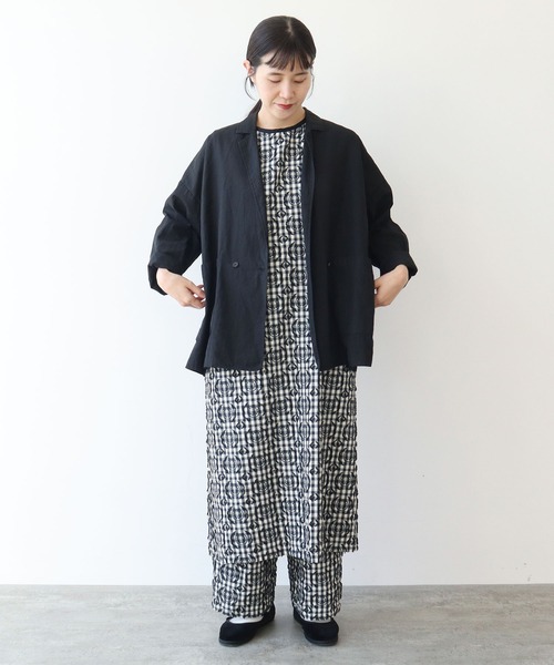 yuni(ユニ )の「●ハナ×チェック ジャカード ノースリワンピース(ワンピース・レディース・ブラック・FREE)」の13枚目の写真
