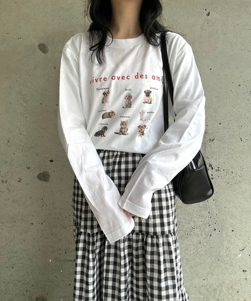 merrylatte(メリーラテ)の「アニマルデザインロングTシャツ(Tシャツ/カットソー・レディース・ネイビー/レッド・MEDIUM/SMALL/LARGE)」の5枚目の写真