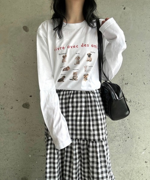 merrylatte(メリーラテ)の「アニマルデザインロングTシャツ(Tシャツ/カットソー・レディース・ネイビー/レッド・MEDIUM/SMALL/LARGE)」の6枚目の写真
