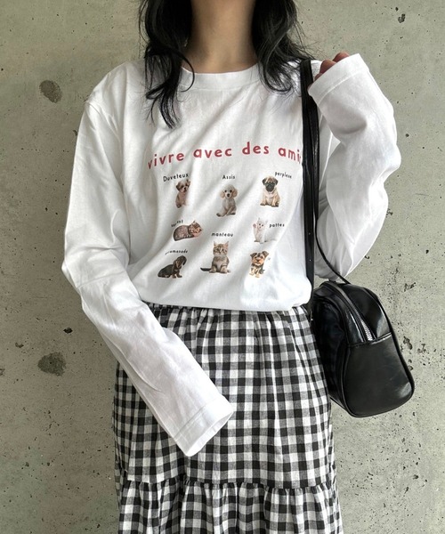 merrylatte(メリーラテ)の「アニマルデザインロングTシャツ(Tシャツ/カットソー・レディース・ネイビー/レッド・MEDIUM/SMALL/LARGE)」の7枚目の写真