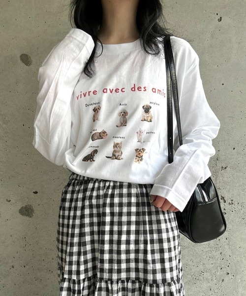 merrylatte(メリーラテ)の「アニマルデザインロングTシャツ(Tシャツ/カットソー・レディース・ネイビー/レッド・MEDIUM/SMALL/LARGE)」の8枚目の写真