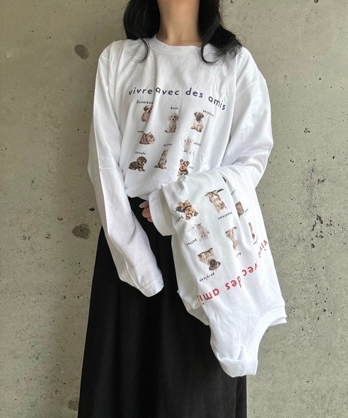 merrylatte(メリーラテ)の「アニマルデザインロングTシャツ(Tシャツ/カットソー・レディース・ネイビー/レッド・MEDIUM/SMALL/LARGE)」の9枚目の写真