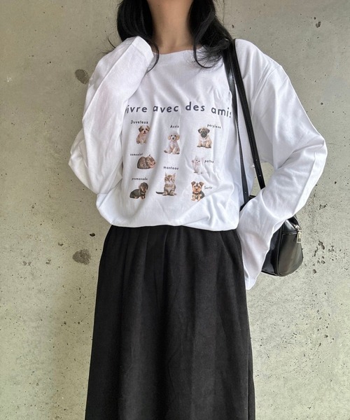 merrylatte(メリーラテ)の「アニマルデザインロングTシャツ(Tシャツ/カットソー・レディース・ネイビー/レッド・MEDIUM/SMALL/LARGE)」の10枚目の写真