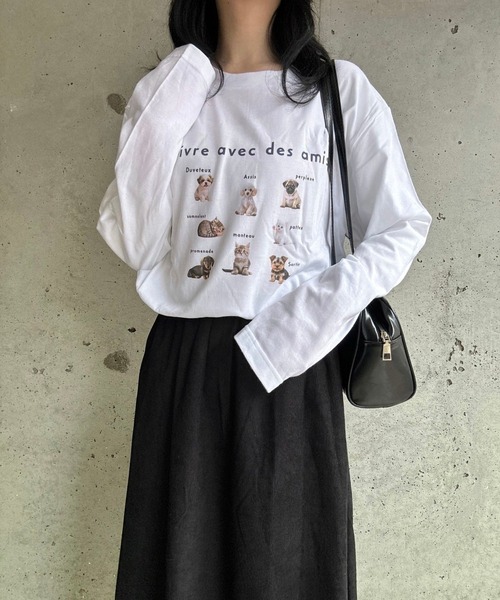 merrylatte(メリーラテ)の「アニマルデザインロングTシャツ(Tシャツ/カットソー・レディース・ネイビー/レッド・MEDIUM/SMALL/LARGE)」の11枚目の写真