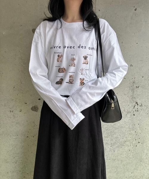 merrylatte(メリーラテ)の「アニマルデザインロングTシャツ(Tシャツ/カットソー・レディース・ネイビー/レッド・MEDIUM/SMALL/LARGE)」の12枚目の写真