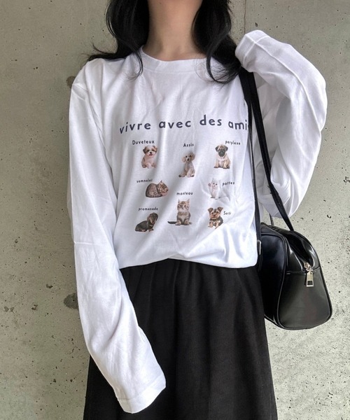 merrylatte(メリーラテ)の「アニマルデザインロングTシャツ(Tシャツ/カットソー・レディース・ネイビー/レッド・MEDIUM/SMALL/LARGE)」の13枚目の写真