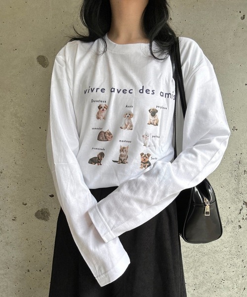 merrylatte(メリーラテ)の「アニマルデザインロングTシャツ(Tシャツ/カットソー・レディース・ネイビー/レッド・MEDIUM/SMALL/LARGE)」の14枚目の写真