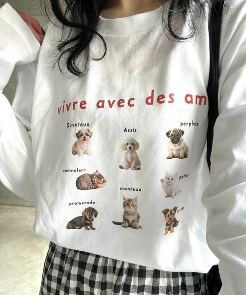 merrylatte(メリーラテ)の「アニマルデザインロングTシャツ(Tシャツ/カットソー・レディース・ネイビー/レッド・MEDIUM/SMALL/LARGE)」の15枚目の写真