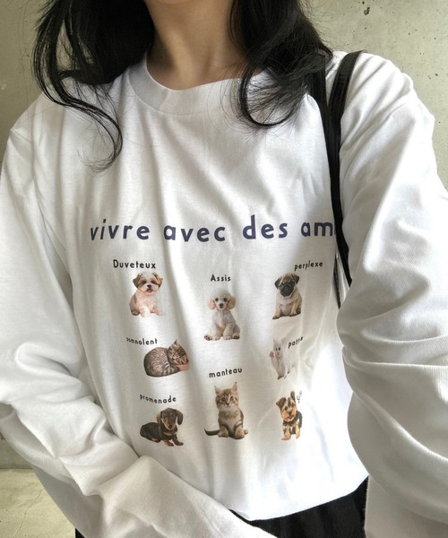 merrylatte(メリーラテ)の「アニマルデザインロングTシャツ(Tシャツ/カットソー・レディース・ネイビー/レッド・MEDIUM/SMALL/LARGE)」の16枚目の写真