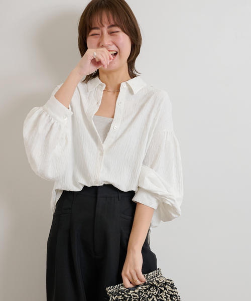 JOURNAL STANDARD relume（ジャーナルスタンダード　レリューム）の「《追加》ドットジャガードブラウス（シャツ/ブラウス・レディース・ベージュ/ホワイト・FREE）」の19枚目の写真
