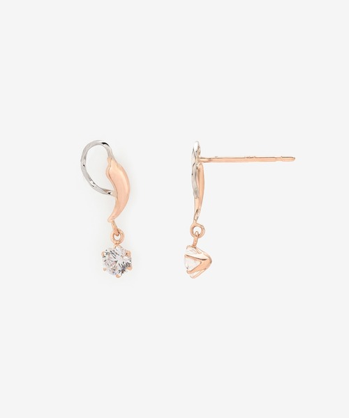 ESTELLE(エステール)の「K10 ピンクゴールド/プラチナ キュービックジルコニア ピアス ESTELLE/エステール(ピアス(両耳用)・レディース・ピンクゴールド・-)」の2枚目の写真