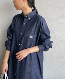 [DANTON/ダントン] ドットボタン デニムダンガリーシャツワンピース