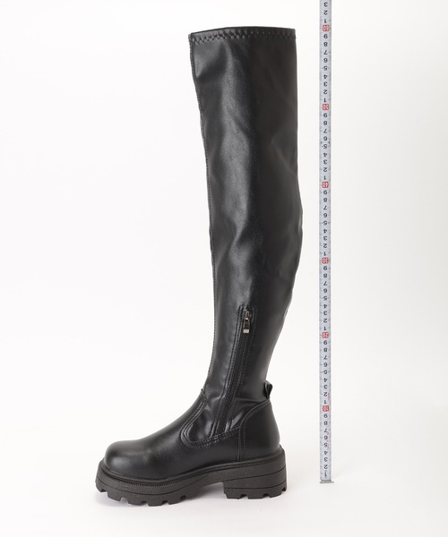 Lace Ladies(レースレディース)の「レザー調 厚底 タンクソール ニーハイ ブーツ(ブーツ・レディース・ブラック・25cm/24.5cm/24cm/23.5cm/22.5cm/23cm)」の12枚目の写真