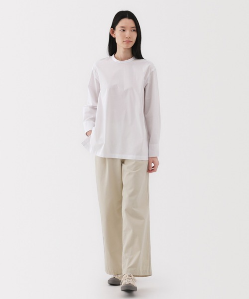 無印良品（ムジルシリョウヒン）の「婦人　ムラ糸　チノタックワイドパンツ（その他パンツ・レディース・ダークグレー/ダークベージュ/ブラック/アイボリー・S/M/L/XL）」の5枚目の写真