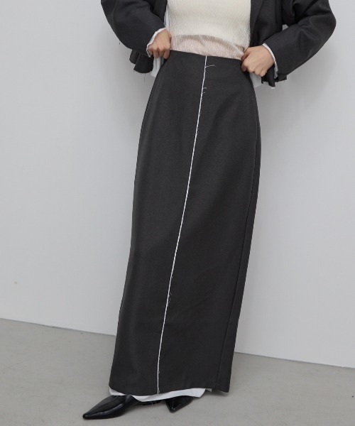 AIC.(エーアイシー)の「カットオフデザインロングスカート/セットアップ可能(スカート・レディース・イエロー/グレー・FREE)」の1枚目の写真