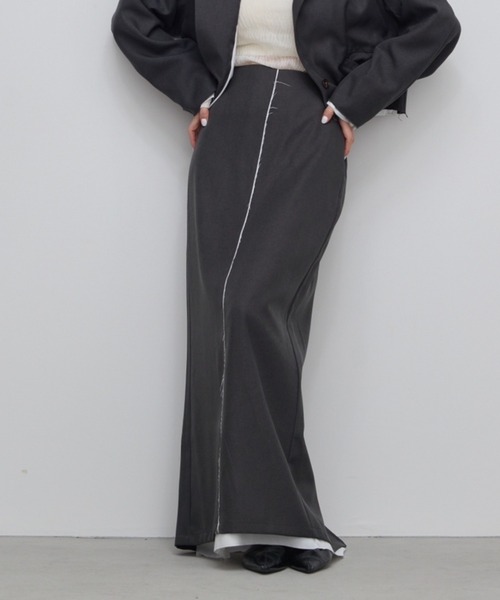 AIC.(エーアイシー)の「カットオフデザインロングスカート/セットアップ可能(スカート・レディース・イエロー/グレー・FREE)」の3枚目の写真